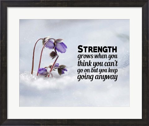 Framed Strength Grows - Flowers in Snow Color Print