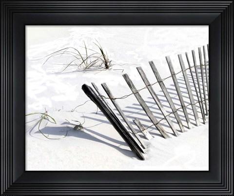 Framed Beach Fence I Print