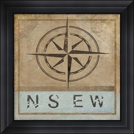 Framed Compass Rose II Print