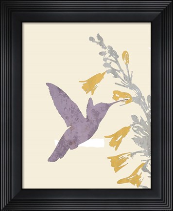 Framed Hummingbird and flowers Print