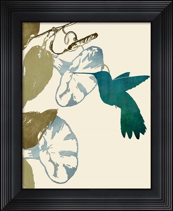 Framed Hummingbird and Morning Glories Print