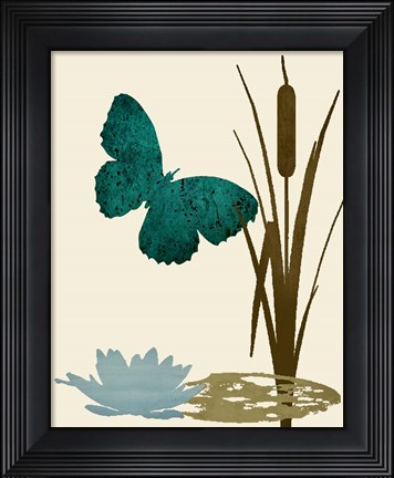 Framed Butterfly and Cat Tails Print