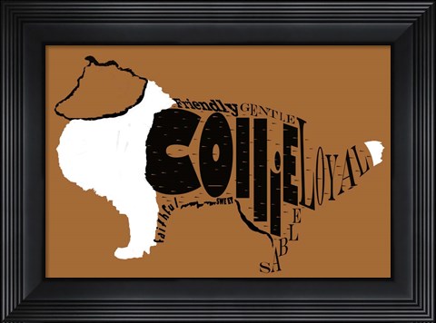 Framed Collie Word 2 Print