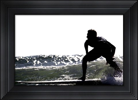 Framed Surfing Silhouette I Print