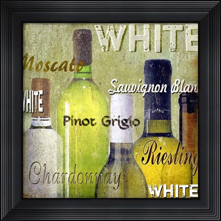 Framed White Wine Bottles Print