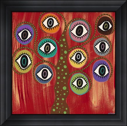Framed Evil Eye Tree I Print
