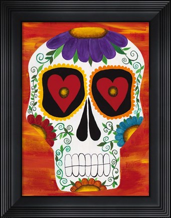 Framed Fire Sugar Skull Print