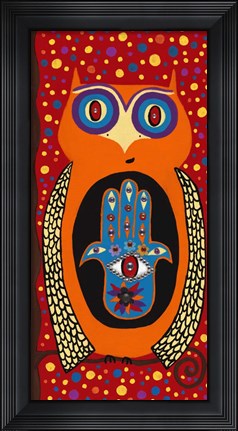 Framed Owl With Evil Eye Hamsa Print