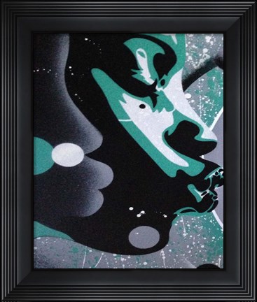 Framed Kiss White Green Print