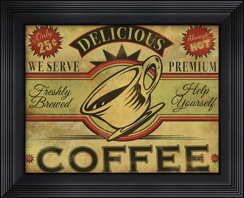Framed Coffee Sign Print
