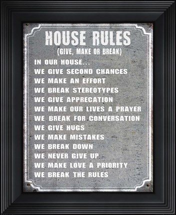 Framed House Rules Print