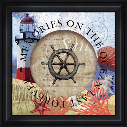 Framed Circled Lighthouse 1 Print