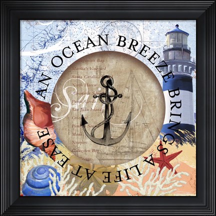 Framed Circled Lighthouse 2 Print