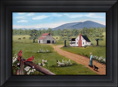 Framed Baker&#39;s Mtn. and Cardinals Print