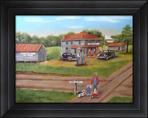 Framed Cat Square Store and Little Sister Print