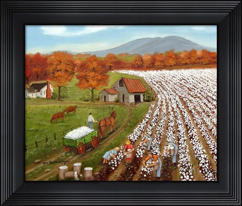 Framed Cotton Field and Baker&#39;s Mtn Print