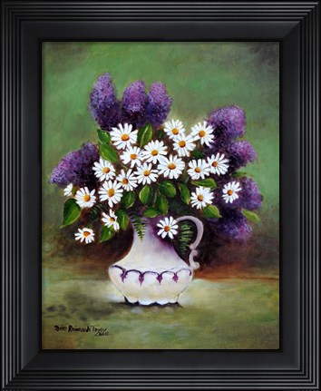 Framed Butterfly Plant and Daisies Print