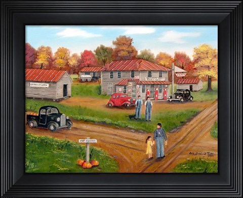 Framed Cat Square In The Autumn Print
