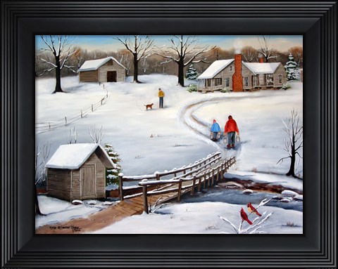 Framed Old Springhouse in Winter Print