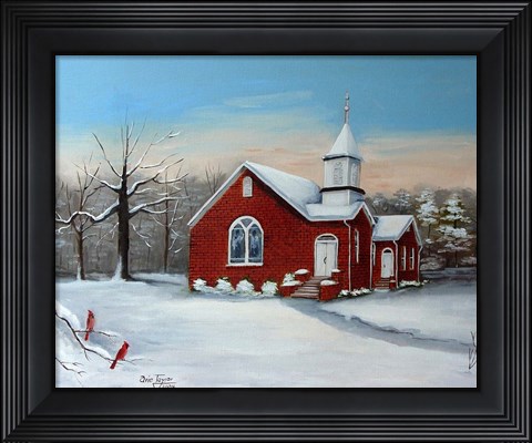 Framed Palm Tree Church Print