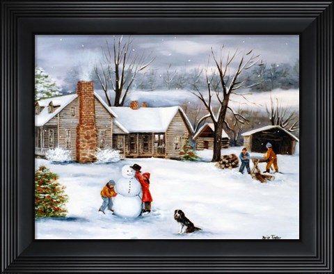 Framed Snowman Print