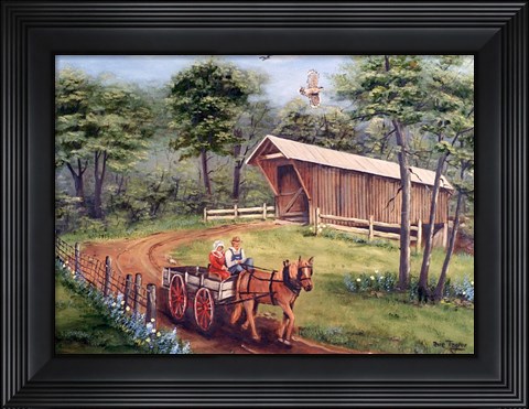 Framed Bunker Hill Covered Bridge1800s Print