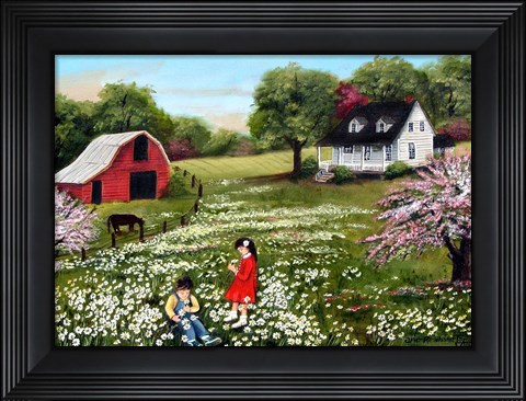 Framed He Loves Me, He Loves Me Not Print