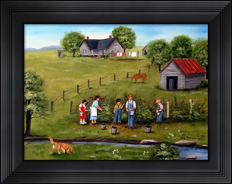 Framed Pickin&#39; Blackberries 5 Print