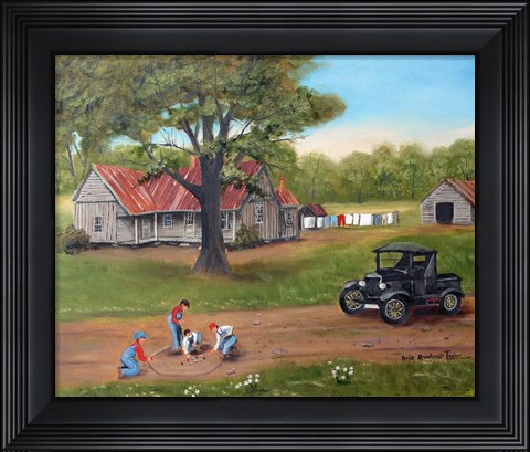 Framed Shooting Marbles Print