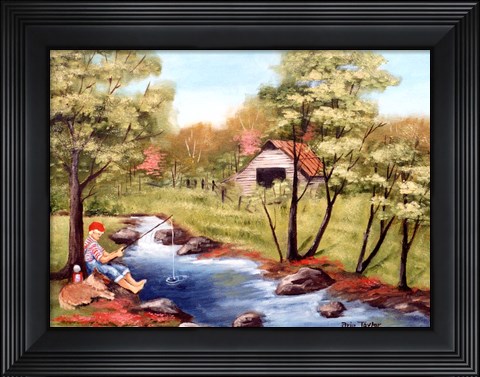 Framed Gone Fishing Print