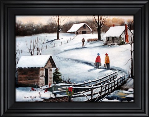 Framed Old Springhouse at Christmas Print