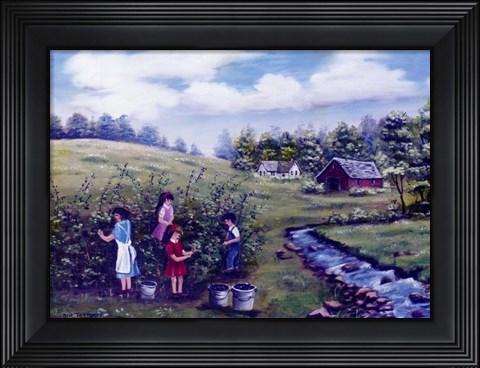Framed Pickin&#39; Blackberries 2 Print