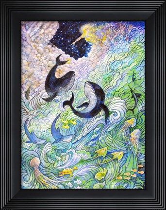 Framed Creation Whales and Fishes Print