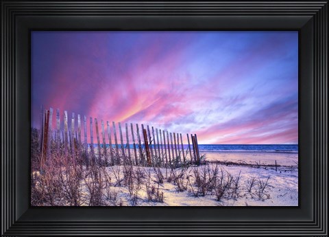 Framed Beach Fences Print