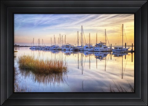 Framed Boats At Calm Print