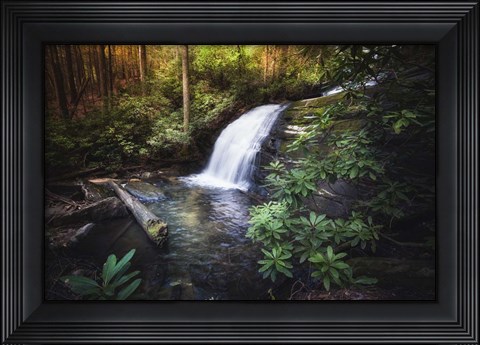 Framed Morning Glow At The Waterfall Print