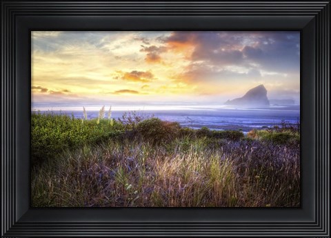 Framed Seastacks At The Dunes Print