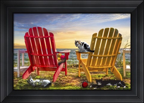 Framed Cat Nap at the Beach Print