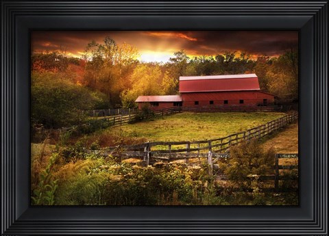 Framed Fences at Sunset Print