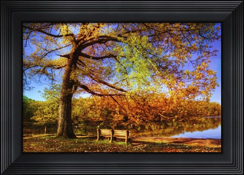 Framed I Will Wait for You in Fall Print