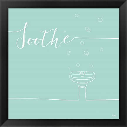 Framed Underline Bath VIII Teal Print