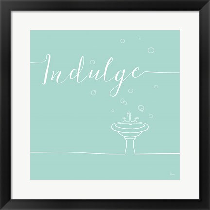 Framed Underline Bath VII Teal Print