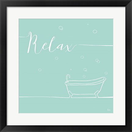 Framed Underline Bath V Teal Print