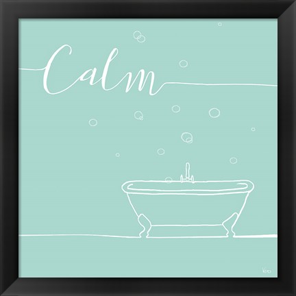 Framed Underline Bath VI Teal Print