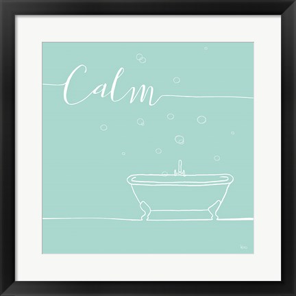 Framed Underline Bath VI Teal Print