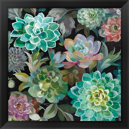 Framed Floral Succulents v2 Crop Print