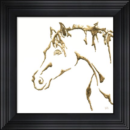 Framed Gilded Cowpony on White Print
