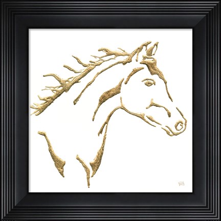 Framed Gilded Filly on White Print