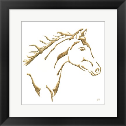 Framed Gilded Filly on White Print