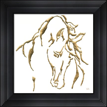 Framed Gilded Stallion on White Print